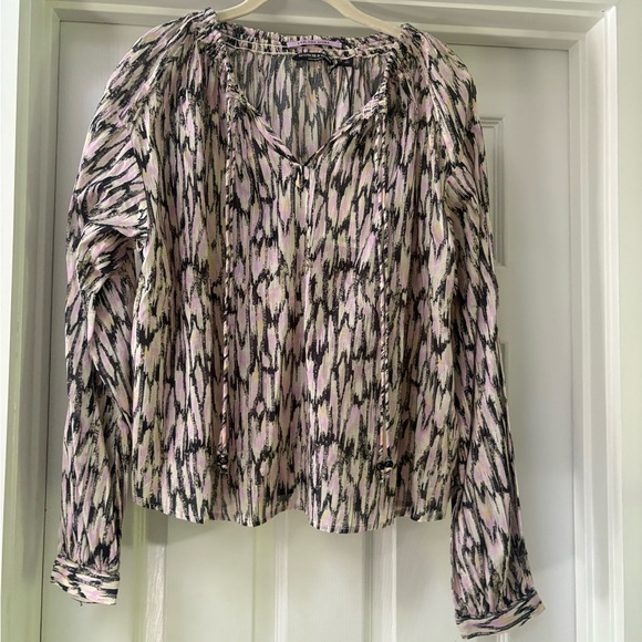 Scotch & Soda Abstract Pattern Blouse in Black and lavender - Picture 1 of 5
